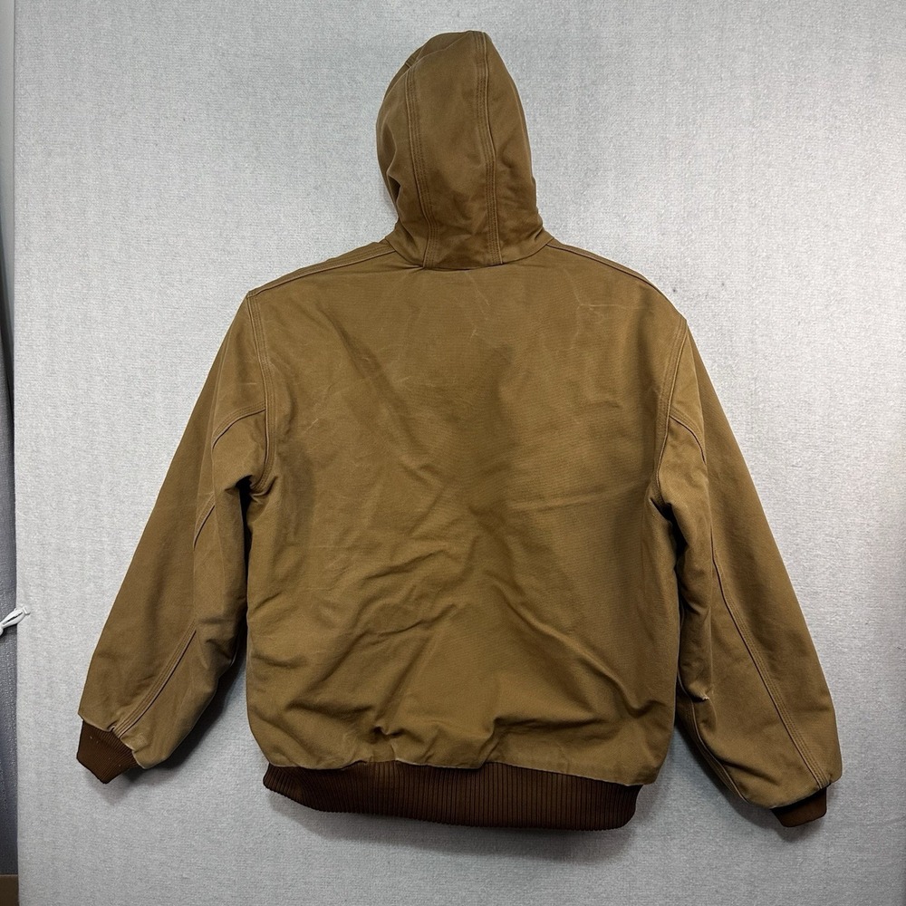 Carhartt J140 BRN Mens Large Brown Duck Active Jacket USA Union Hooded Quilted - Picture 2 of 11